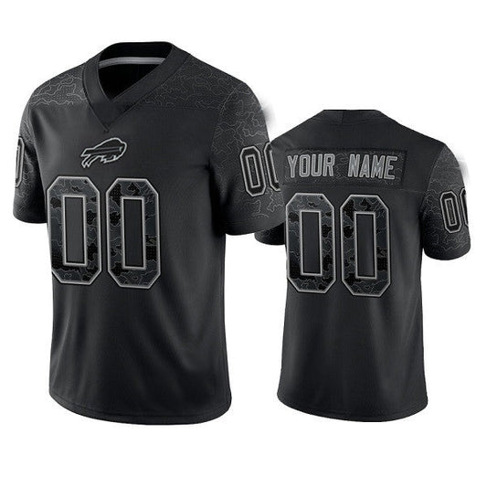 Custom Buffalo  Bills Active Player Black Reflective Limited Stitched Football Jersey Football Jersey