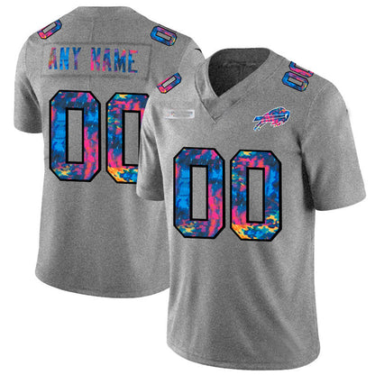 Custom Buffalo  Bills Multi-Color 2020 Crucial Catch Vapor Untouchable Limited Football Jersey Greyheather Stitched American Jerseys