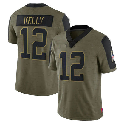 Buffalo  Bills #12 Jim Kelly Olive 2021 Salute To Service Retired Player Limited Jersey Football Stitched American Jerseys