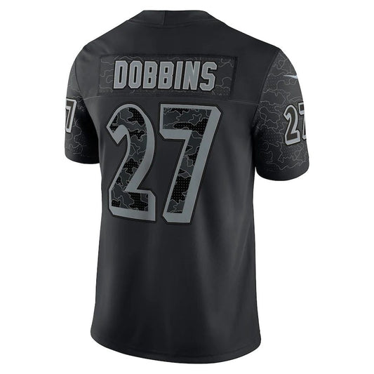 Baltimore Ravens #27 J.K. Dobbins Black RFLCTV Limited Jersey Stitched American Football Jerseys