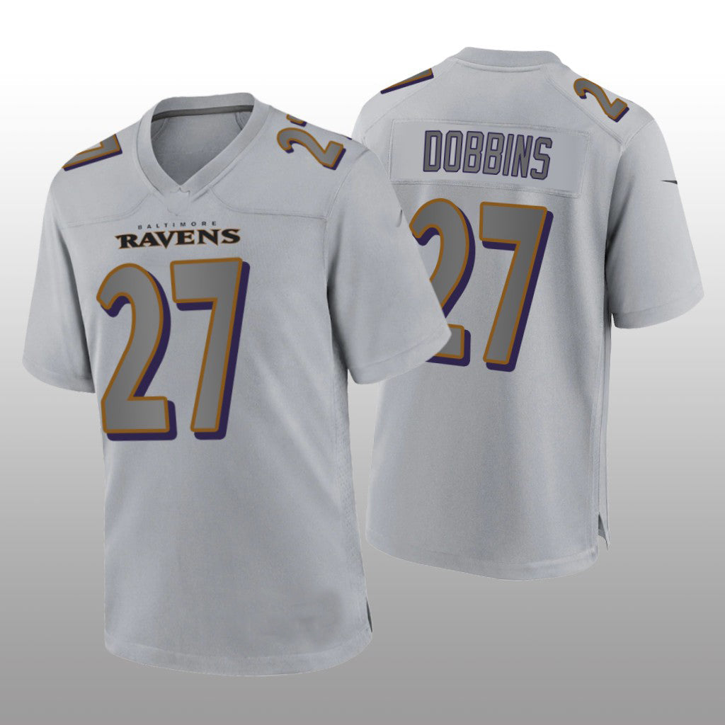 Baltimore Ravens #27 J.K. Dobbins Gray Atmosphere Game Jersey Stitched American Football Jerseys