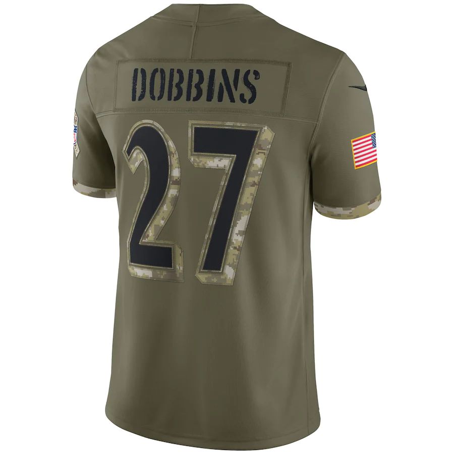 Baltimore Ravens #27 J.K. Dobbins Olive 2022 Salute To Service Limited Jersey Stitched American Football Jerseys