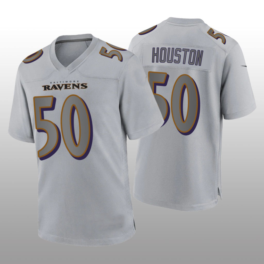 Baltimore Ravens #50 Justin Houston Gray Atmosphere Game Jersey Stitched American Football Jerseys