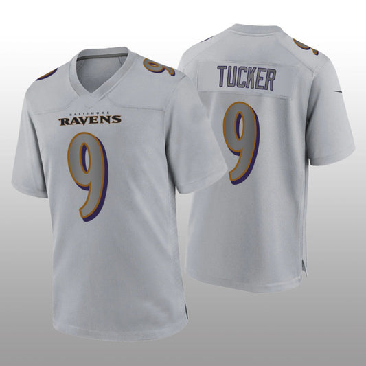 Baltimore Ravens #9 Justin Tucker Gray Atmosphere Game Jersey Stitched American Football Jerseys