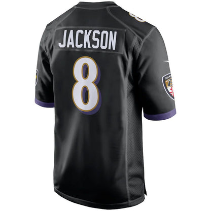 Baltimore Ravens #8 Lamar Jackson Black Game Jersey Stitched American Football Jerseys