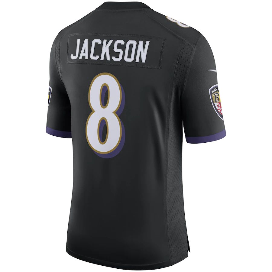 Baltimore Ravens #8 Lamar Jackson Black Speed Machine Limited Jersey Stitched American Football Jerseys