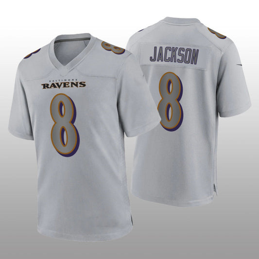 Baltimore Ravens #8 Lamar Jackson Gray Atmosphere Game Jersey Stitched American Football Jerseys