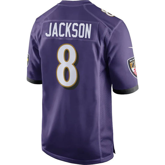 Baltimore Ravens #8 Lamar Jackson Purple Game Player Jersey Stitched American Football Jerseys