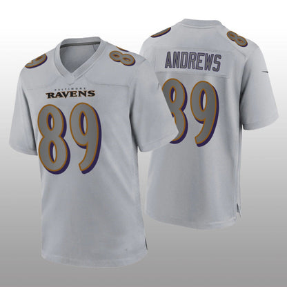 Baltimore Ravens #89 Mark Andrews Gray Atmosphere Game Jersey Stitched American Football Jerseys