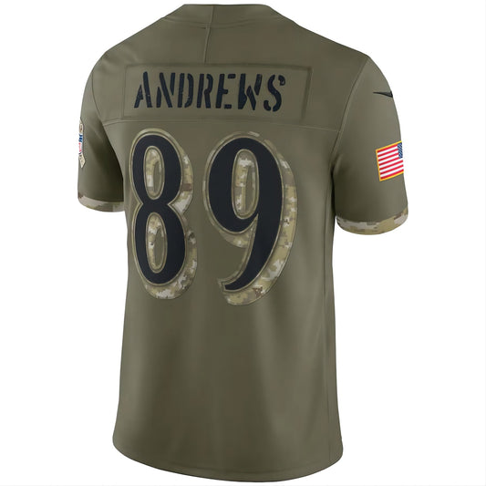 Baltimore Ravens #89 Mark Andrews Olive 2022 Salute To Service Limited Jersey Stitched American Football Jerseys