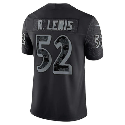 Baltimore Ravens #52 Ray Lewis Black Retired Player RFLCTV Limited Jersey Stitched American Football Jerseys