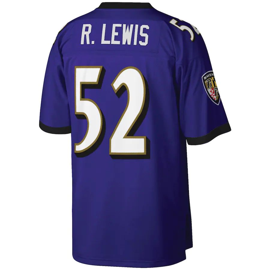 Baltimore Ravens #52 Ray Lewis Mitchell & Ness Purple Legacy Replica Jersey Stitched American Football Jerseys