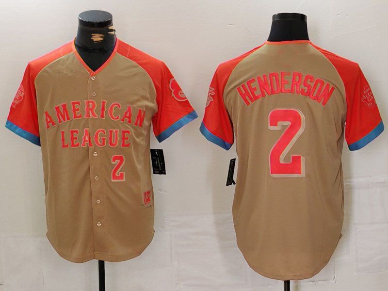 Baltimore Orioles #2 Gunnar Henderson Number Cream 2024 All Star Limited Stitched Baseball Jerseys