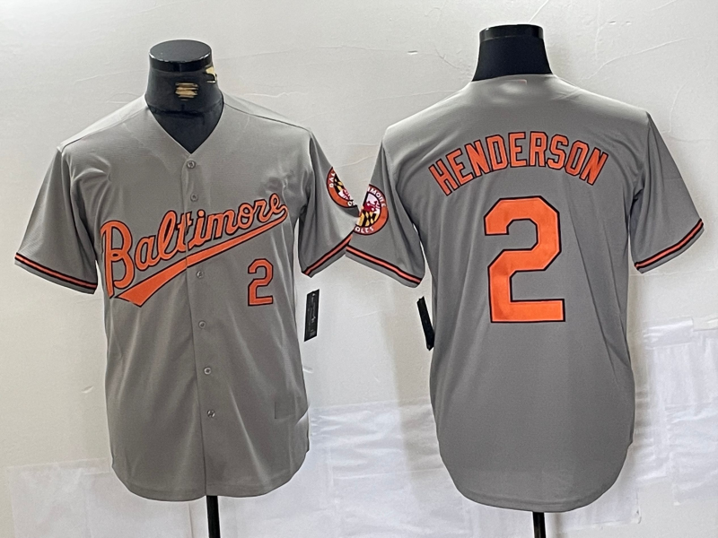 Baltimore Orioles #2 Gunnar Henderson Number Grey Stitched Cool Base Baseball Jersey