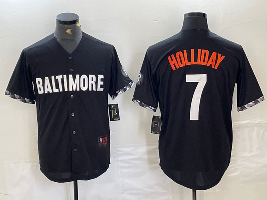 Baltimore Orioles #7 Jackson Holliday Black 2023 City Connect Cool Base Stitched Baseball Jersey