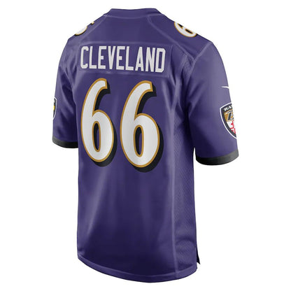 Baltimore Ravens #66 Ben Cleveland Purple Game Jersey Stitched American Football Jerseys