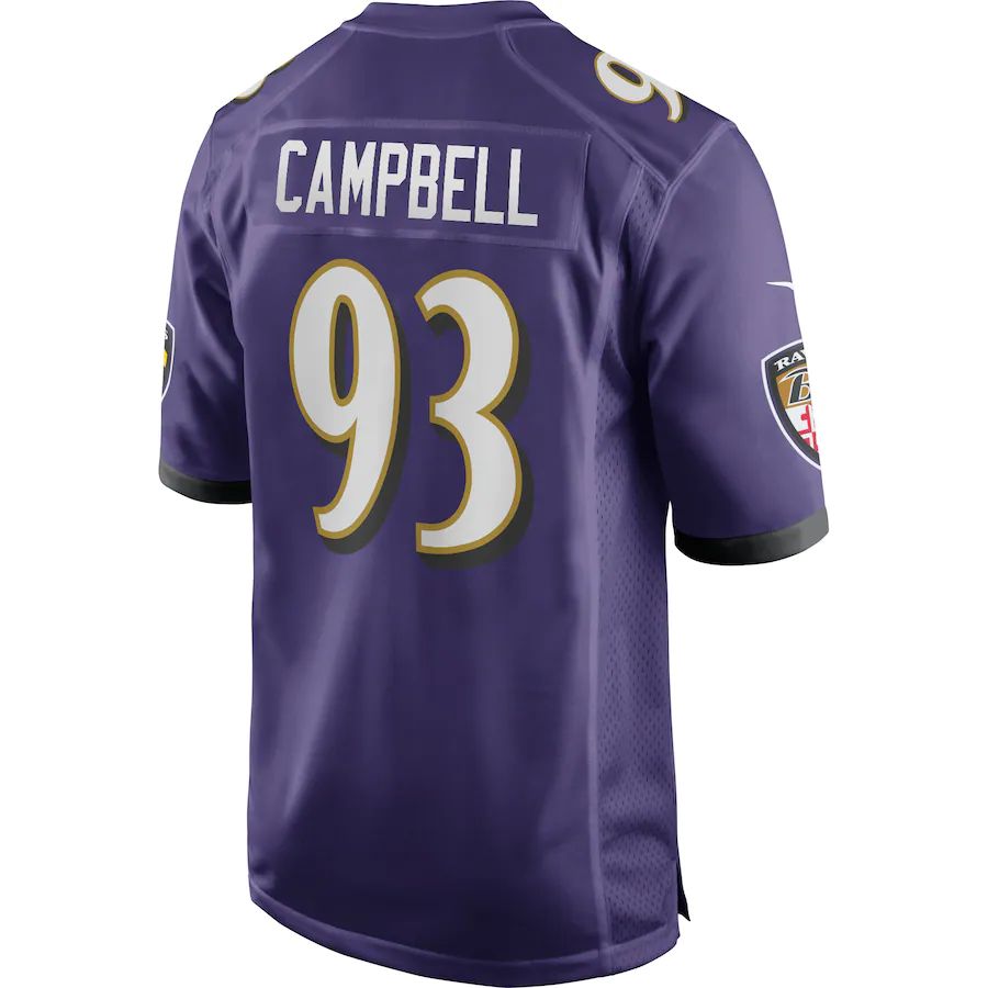 Baltimore Ravens #93 Calais Campbell Purple Game Player Jersey Stitched American Football Jerseys