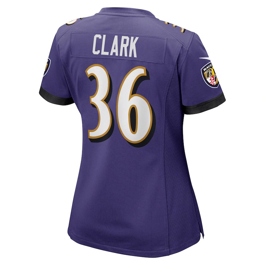 Baltimore Ravens #36 Chuck Clark Purple Game Jersey Stitched American Football Jerseys