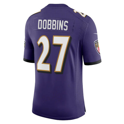 Baltimore Ravens #27 J.K. Dobbins Purple Vapor Limited Jersey Stitched American Football Jerseys