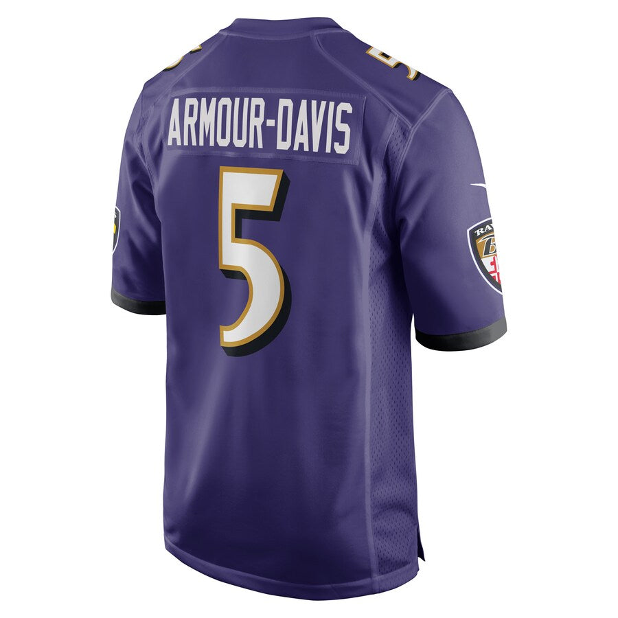 Baltimore Ravens #5 Jalyn Armour-Davis Purple Game Player Jersey Stitched American Football Jerseys