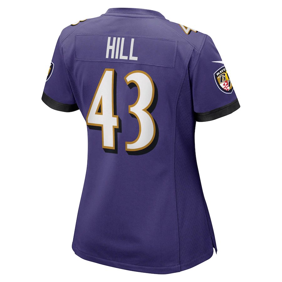 Baltimore Ravens #43 Justice Hill Purple Game Jersey Stitched American Football Jerseys