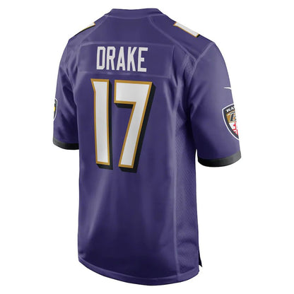 Baltimore Ravens #17 Kenyan Drake Purple Game Player Jersey Stitched American Football Jerseys