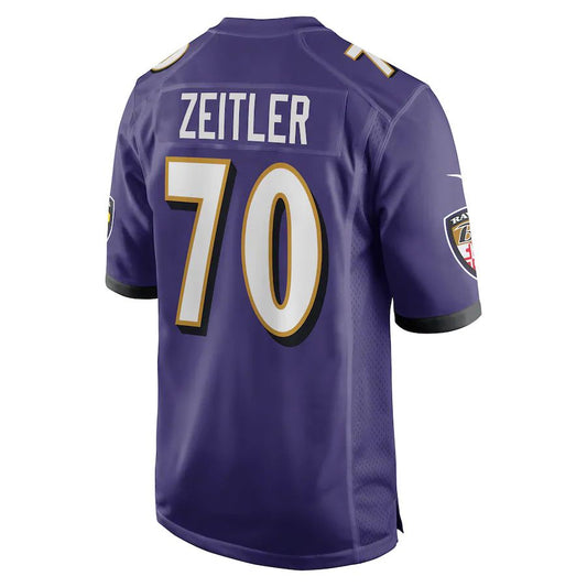 Baltimore Ravens #70 Kevin Zeitler Purple Game Jersey Stitched American Football Jerseys