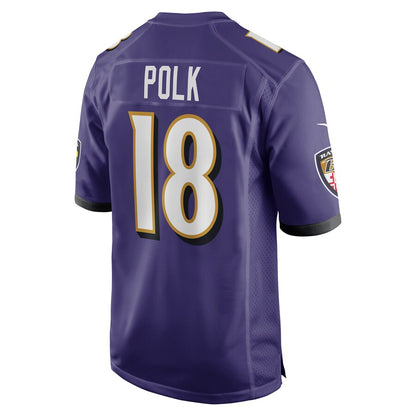 Baltimore Ravens #18 Makai Polk Purple Player Game Jersey Stitched American Football Jerseys