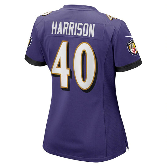 Baltimore Ravens #40 Malik Harrison Purple Game Jersey Stitched American Football Jerseys