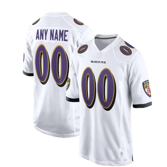 Custom Baltimore Ravens White Game Jersey Stitched American Football Jerseys