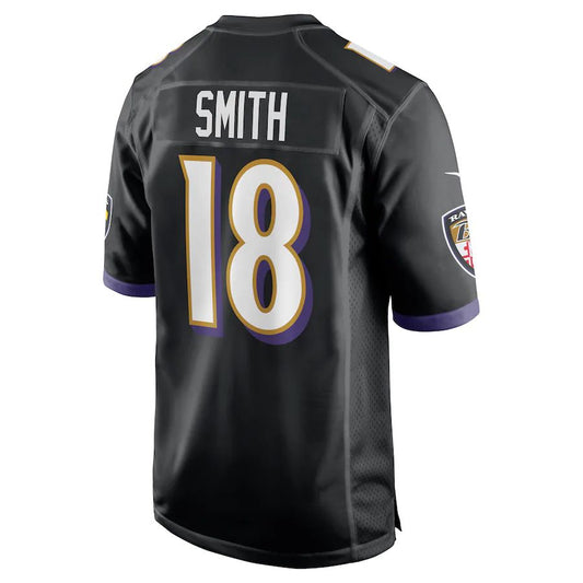 Baltimore Ravens #18 Roquan Smith Black Alternate Game Player Jersey Stitched American Football Jerseys