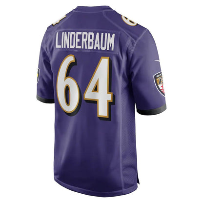 Baltimore Ravens #64 Tyler Linderbaum Purple 2022 Draft First Round Pick Game Jersey Stitched American Football Jerseys