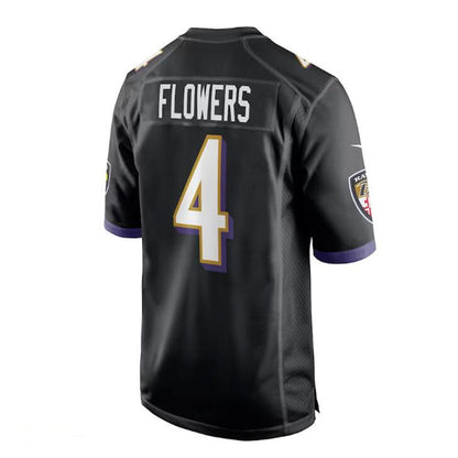 Baltimore Ravens #4 Zay Flowers Black Team Game Jersey Stitched American Football Jerseys