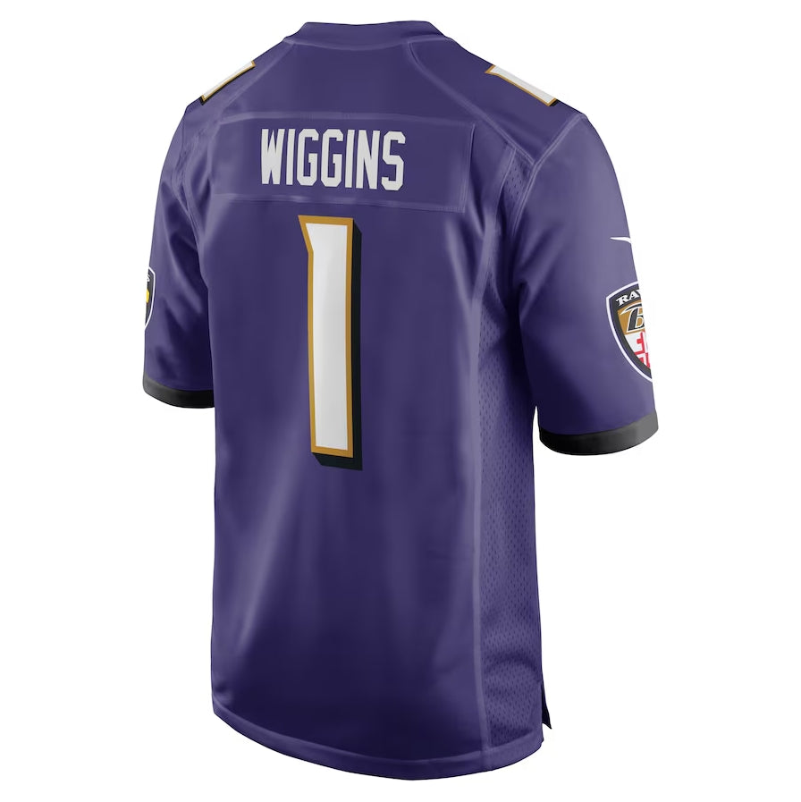 Baltimore Ravens #1 Nate Wiggins 2024 Draft First Round Pick Player Game Jersey - Purple American Football Jerseys