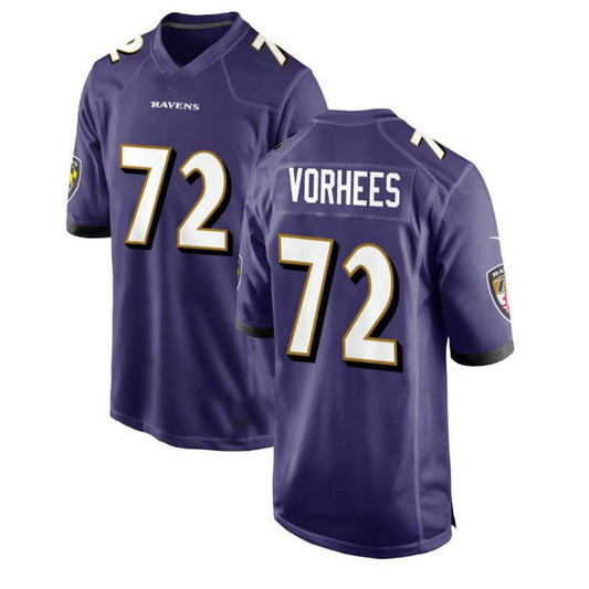 Baltimore Ravens #72 Andrew Vorhees Game Jersey - Purple Stitched American Football Jerseys