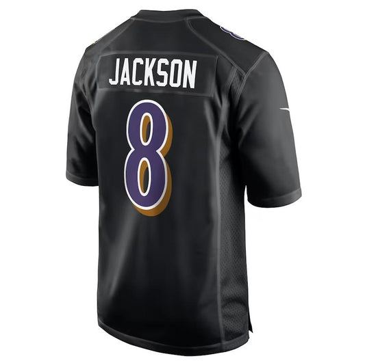 Baltimore Ravens #8 Lamar Jackson Black Alternate Game Player Jersey Stitched American Football Jerseys