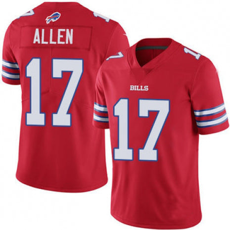 Buffalo  Bills #17 Josh Allen Red Limited Rush Jersey American Stitched Football Jerseys