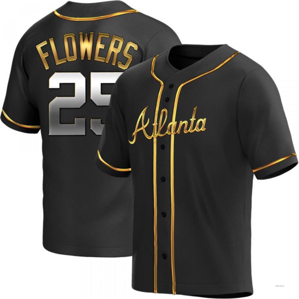 Atlanta Braves #25 Tyler Flowers Black Golden Alternate Jersey Stitches Baseball Jerseys