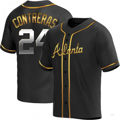 Atlanta Braves #24 William Contreras Black Golden Alternate Jersey Stitches Baseball Jerseys