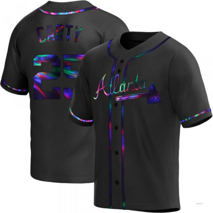 Atlanta Braves #25 Rico Carty Black Holographic Alternate Jersey Stitches Baseball Jerseys