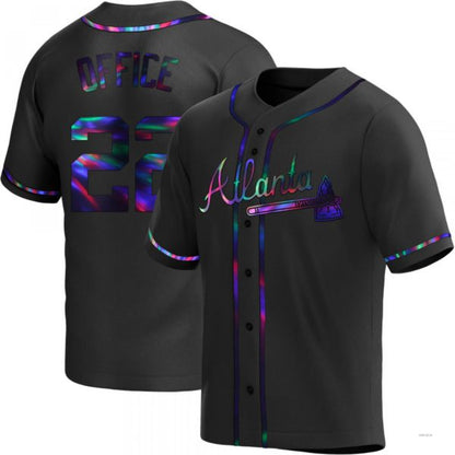 Atlanta Braves #22 Rowland Office Black Holographic Alternate Jersey Stitches Baseball Jerseys