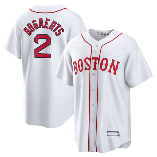 Boston Red Sox #2 Xander Bogaerts White 2021 Patriots' Day Official Replica Player Jersey Baseball Jerseys