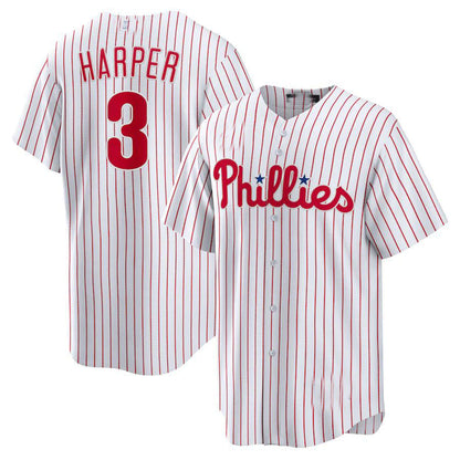 Philadelphia Phillies #3 Bryce Harper Home Replica Player Name Jersey - White Baseball Jerseys