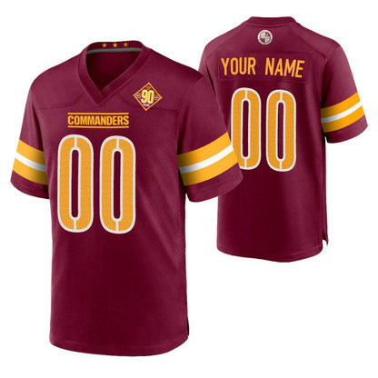 Custom W.Commanders Burgundy Game Jersey Football Stitched Jerseys