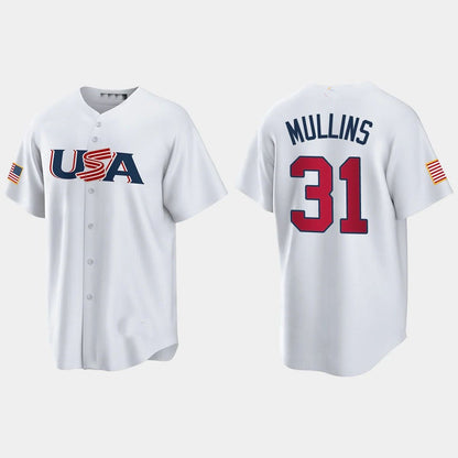 #31 CEDRIC MULLINS BALTIMORE ORIOLES 2023 WORLD BASEBALL CLASSIC USA REPLICA JERSEY ¨C WHITE Stitches Baseball Jerseys