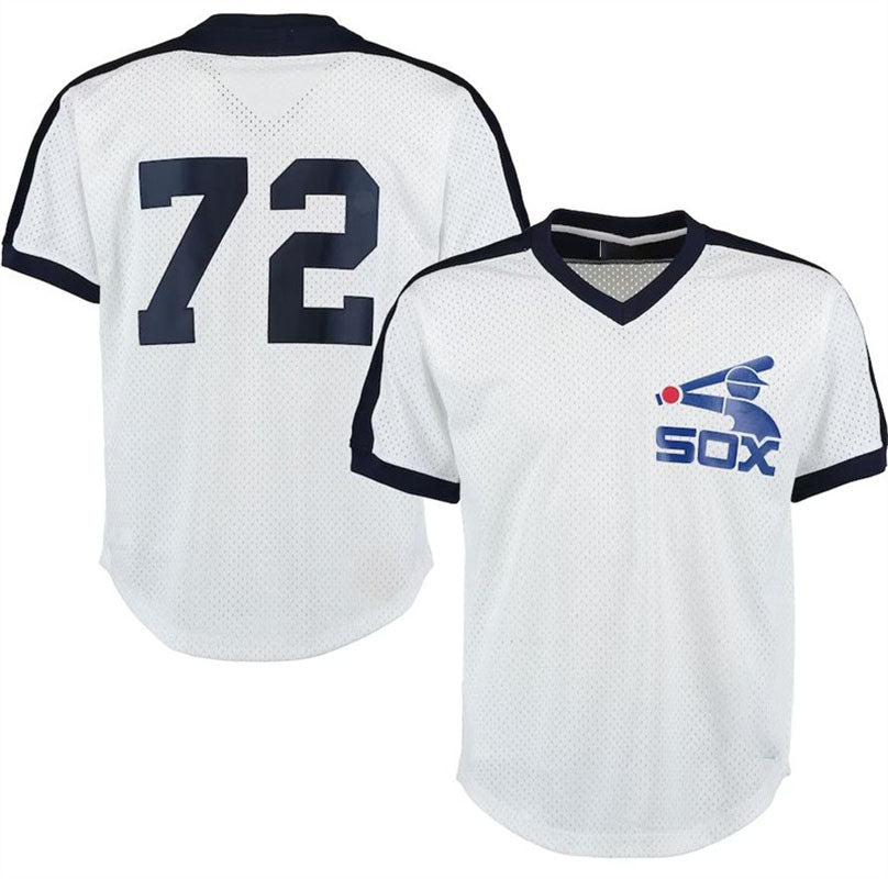 Chicago White Sox #72 Carlton Fisk White Mitchell & Ness Cooperstown Mesh Batting Practice Jersey