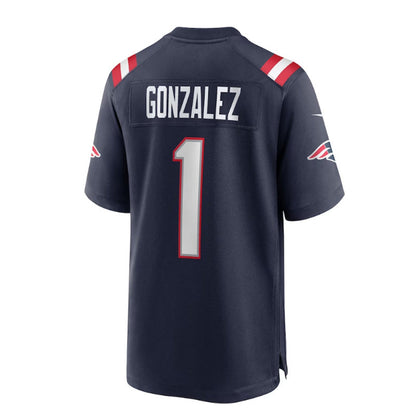 New England Patriots #1 Christian Gonzalez 2023 Draft First Round Pick Game Jersey - NavyStitched American Football Jerseys