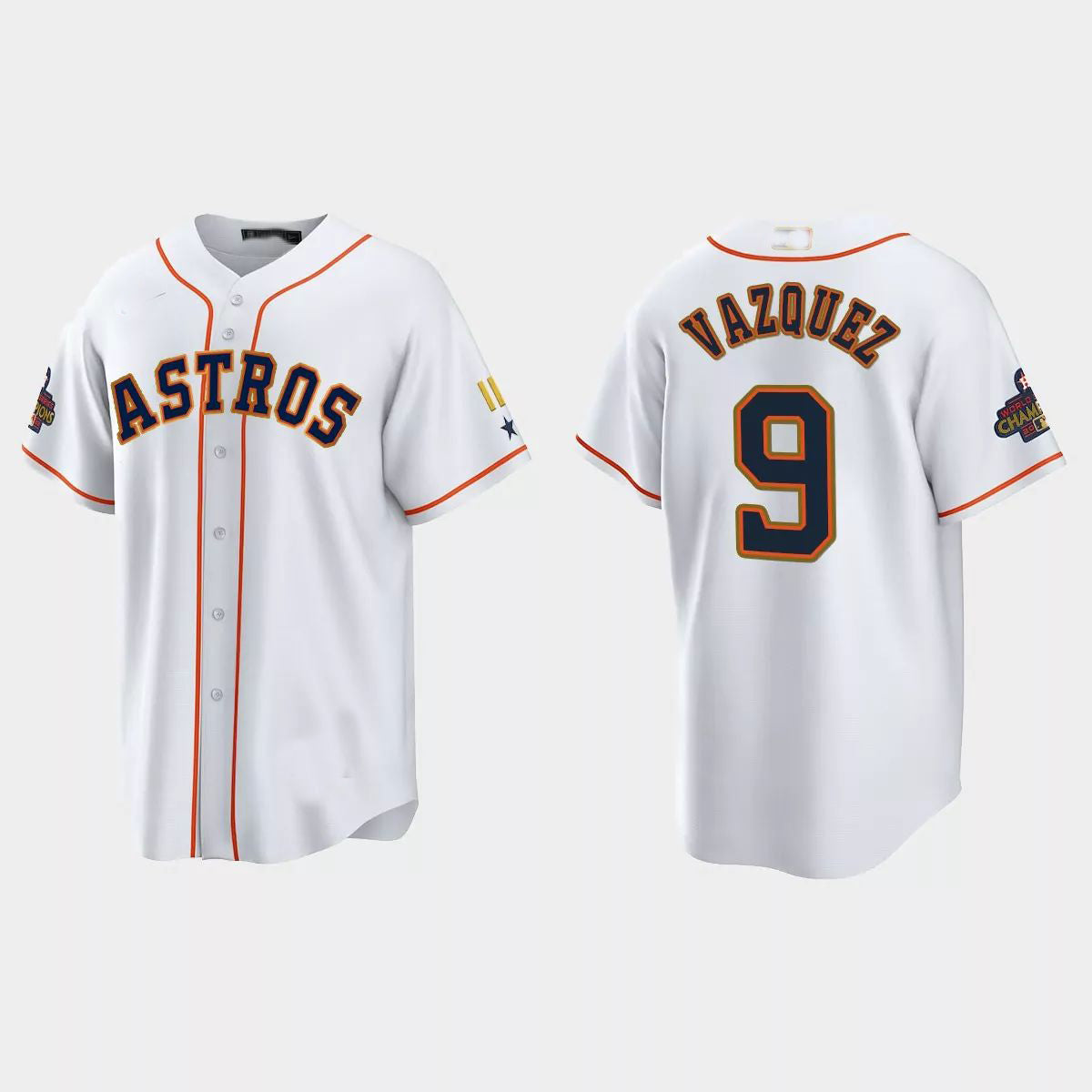 #9 Christian Vazquez Houston Astros 2023 Gold Program Jersey ¨C White Stitches Baseball Jerseys