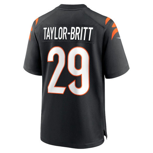 Cincinnati Bengals #29 Cam Taylor-Britt Black Game Player Jersey Stitched American Football Jerseys