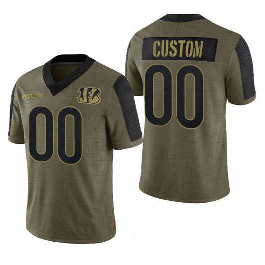 Custom Cincinnati Bengals Football Olive 2021 Salute To Service Limited Jersey Name And Number Christmas Birthday Gift